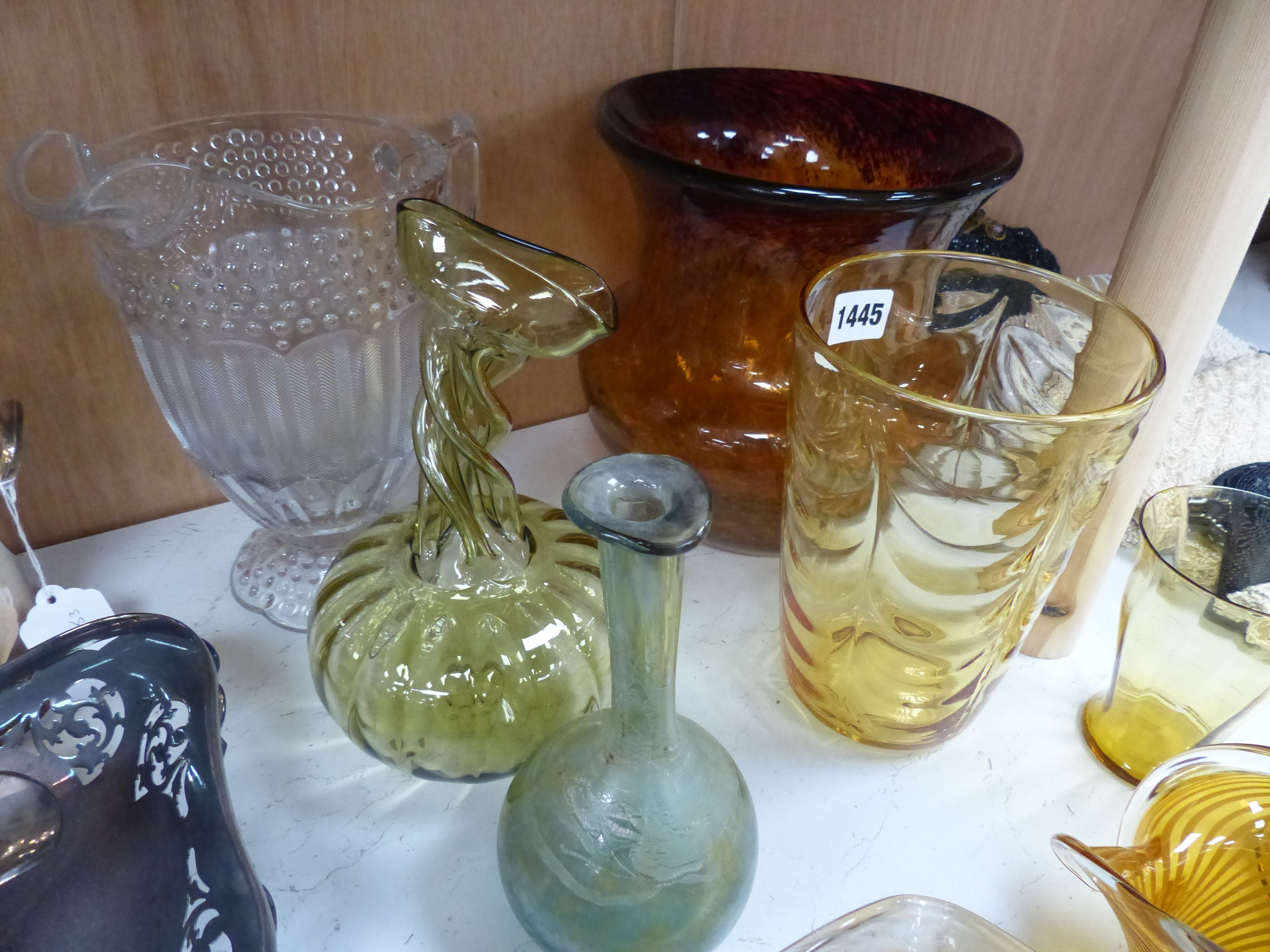 Assorted decorative glass vases etc